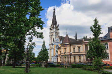 Fototapeta na wymiar Sacred Heart of Jesus Church in Cesky Tesin city, Czech Republic