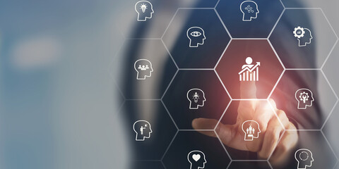 Personal development. New skill, upskill and reskill concept..Foundational skills will need in the future world of work. Digial and AI technologies are transforming. New occupations emerge, adaptation