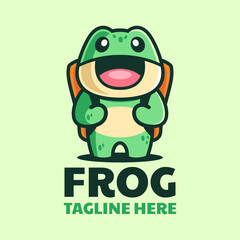 Frog with backpack Cartoon Logo