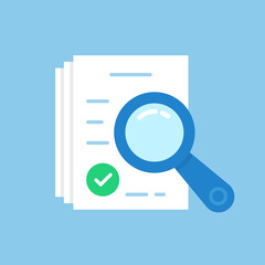 easy assessment icon with blue cartoon loupe