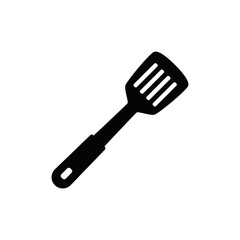 Spatula icon in black flat glyph, filled style isolated on white background