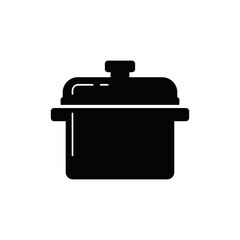 Casserole icon in black flat glyph, filled style isolated on white background