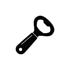 Bottle opener icon in black flat glyph, filled style isolated on white background
