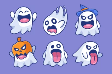 Fotobehang Ghost Halloween Cartoon Character Set © Rexcanor