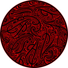 Polynesian style circle tattoo