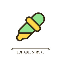 Eyedropper pixel perfect RGB color ui icon. Colour sample. Photo editor. Simple filled line element. GUI, UX design for mobile app. Vector isolated pictogram. Editable stroke. Arial font used