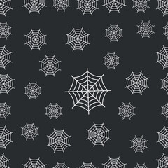 Halloween  cartoon style spider net seamless pattern