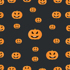 Halloween  cartoon style pumpkin seamless pattern