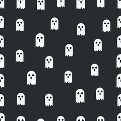 Halloween  cartoon style spooky ghost seamless pattern