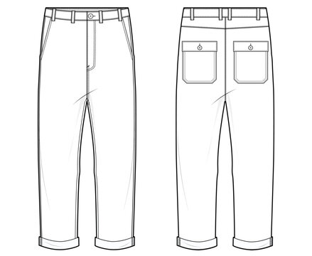 Pants fashion flat sketch template Royalty Free Vector Image
