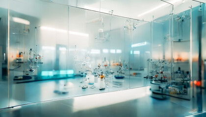 Sci-fi scene of chemical laboratory background, 3D Illustration Image.	