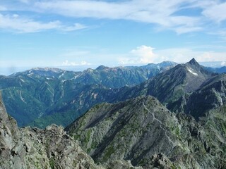 Fototapeta premium 奥穂高岳の登山道から見た風景