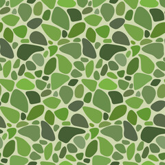 Seamless pattern with abstract shapes. Hand-drawn simple green shapes. Abstract modern vector illustration. The texture of the stamp.
