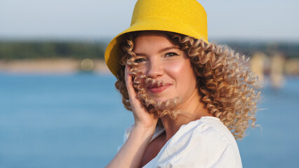 Portrait curly girl outdoors