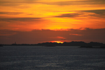 Sunset in the bay from Egersund, south Norway