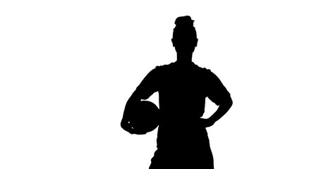 Animation of silhouette of soccer player on white background - Powered by Adobe
