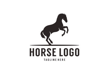Horse silhouette for vintage retro rustic countryside western country farm ranch logo design