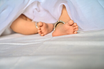 Small Baby Soft Feet. Softness and Comfort and Healthy. Newborn Lovely Feet  