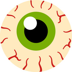 Vector illustration of cartoon green eye on white background.