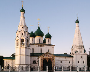 Fototapeta na wymiar Church of Elijah the Prophet in Yaroslavl city in summer evening twilight