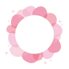 抽象的　フレーム  ピンク　円　フラワー　素材　飾り枠