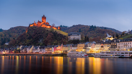 Cochem Imperial castle on the Moselle river, Germany