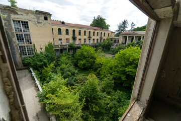 Fototapeta na wymiar Details of an abandoned Soviet sanatorium in Tskaltubo, Georgia. Tskaltubo was an important resort in Soviet times.