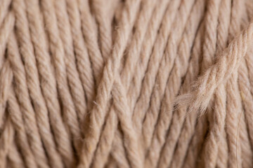 Barbante de algodão cru, Textura em macro fotografia