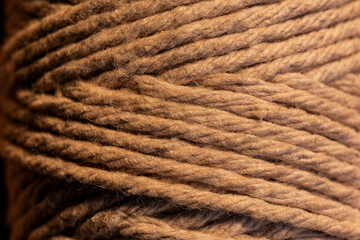 Barbante de algodão cru, Textura em macro fotografia