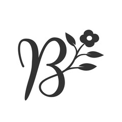letter B connected with flower icon vector illustration