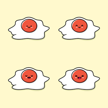 vector illustration of cute fried egg emoji