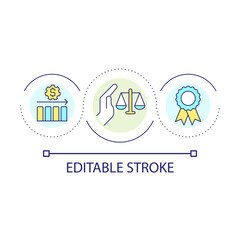 Law regulation of prices loop concept icon. Static value on stock market. Protected operations abstract idea thin line illustration. Isolated outline drawing. Editable stroke. Arial font used