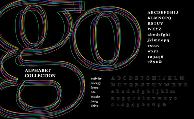 Vector of stylized modern font and alphabet. Abstract typography poster. Vintage modern minimal fashion design. © Haqqani Slab