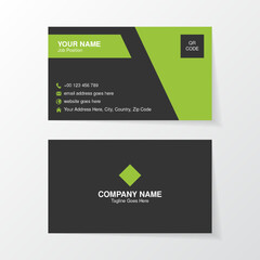 Technology Style Business Card Template, Green Geometric Visiting Card Design
