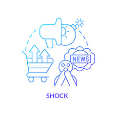 Shock blue gradient concept icon. Using emotional trigger in marketing abstract idea thin line illustration. Stimulate brand attachment. Isolated outline drawing. Myriad Pro-Bold font used
