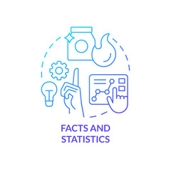 Facts and statistics blue gradient concept icon. Advertising strategy abstract idea thin line illustration. Proving product advantages. Isolated outline drawing. Myriad Pro-Bold font used