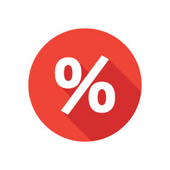 Discount percent icon with long shadow effect. Vector illustration.
