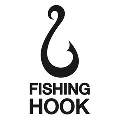 Naklejka premium Fishhook or fishing hook logo. Fishing equipment illustration