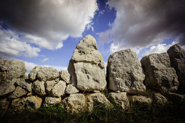 muralla de Es Pou Celat,  epoca talayotica (1300-123 a. C.) , restos de un antiguo poblado fortificado, Porreres, Comarca de Es Pla, Mallorca, Spain © Tolo