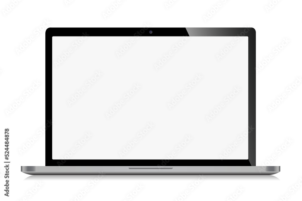Poster device screen mockup. realistic open laptop in two color with blank screen for you design. eps10 vec