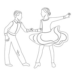 kids ballroom dancing sketch on white background isolated, vector
