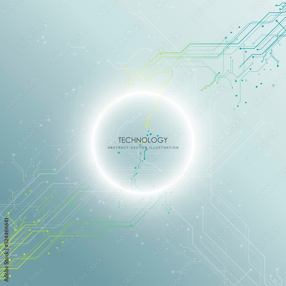 Poster circuit board futuristic technological processes digital technology background vector illustration