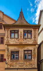 Building details in the old town of Tübingen. Baden Wuerttemberg, Germany, Europe