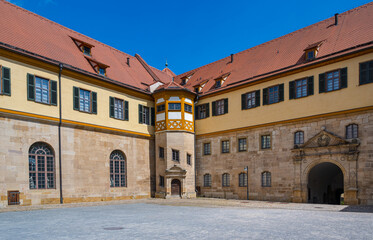 The beautiful Courtyard of Hohentübingen Castle, Tübingen. Baden Wuerttemberg, Germany, Europe