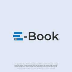 Letter B logo as stack book design with blue tone square, concept of e-book, digital library and online education