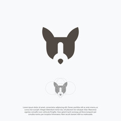 Fototapeta na wymiar simple flat style dog head logo vector with golden ratio Dog head icon. Flat style. 