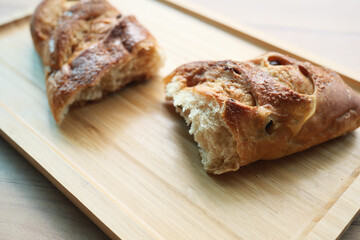 fresh baked brown sugar pillow raisin on table 