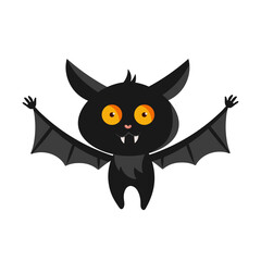 A  cute halloween bat with fangs and wings 