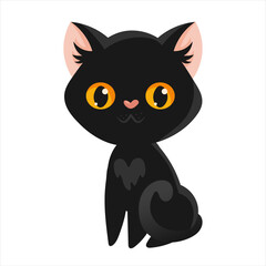 A cute black sitting halloween cat 