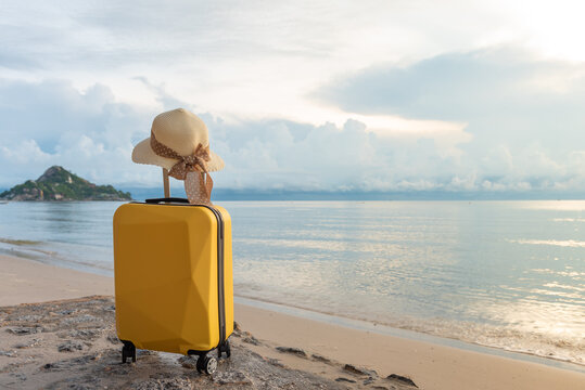 Traveling suitcase on the beach, Hua Hin  Thailand.